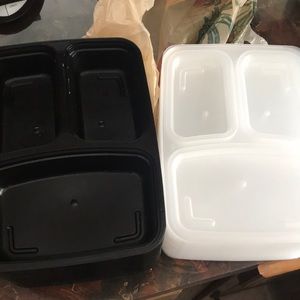 Set of 3 compartment meal prep containers